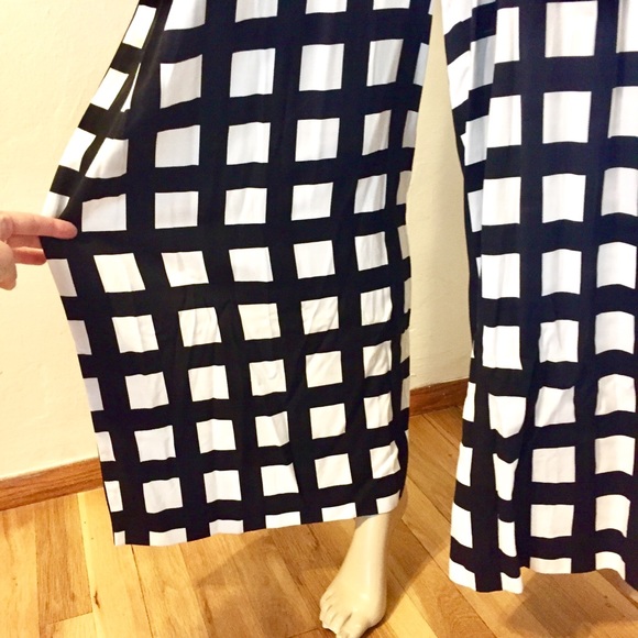 Elk Wide Leg Jumpsuit Black/White Tile Print, Sz L - Picture 6 of 10